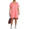 thumbnail image 2 of Terra & Sky Women's Plus Size V-Neck T-Shirt Dress with High Low Hem, 2 of 5