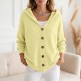thumbnail image 5 of vigerkar Women's Hooded Cardigan Solid Color Sweaters Button Down Open Front Knit Outerwear Coats (Light Yellow, XL), 5 of 8