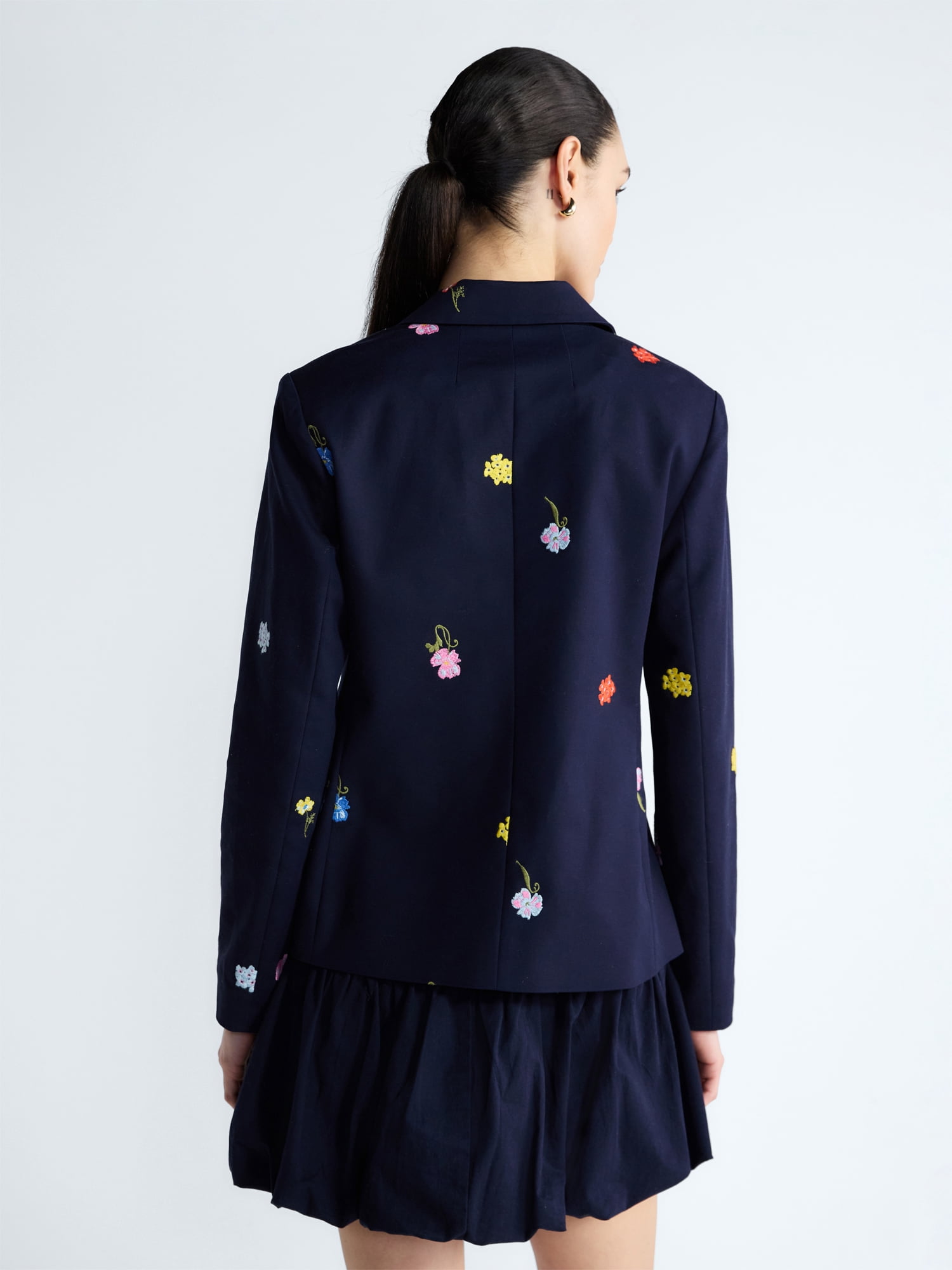 Free Assembly Women's Embroidered Single Breasted Blazer, Sizes XS-XXL