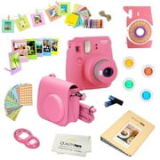 Fujifilm Instax Mini 9 (Flamingo Pink) Deluxe kit bundle Includes -Instant camera - Custom Camera Case - instax Album - Frames -Wall Hang Frames- Stickers - Close up lens + MORE …