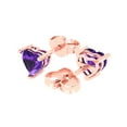 thumbnail image 2 of Clara Pucci 1Ct Natural Amethyst Heart Cut VVS1 Push Back Stud 18k Solid hypoallergenic Gold Designer Earrings For February, 2 of 7
