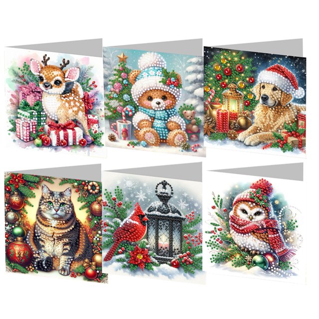 Tarjeta Hecha A Mano Con Diamantes 6 Piezas Navidad Y Niña Ángel para Adultos