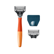Harrys Shaving Razor for Men with 2 Razor Blade Refill Cartridges, Ember Orange