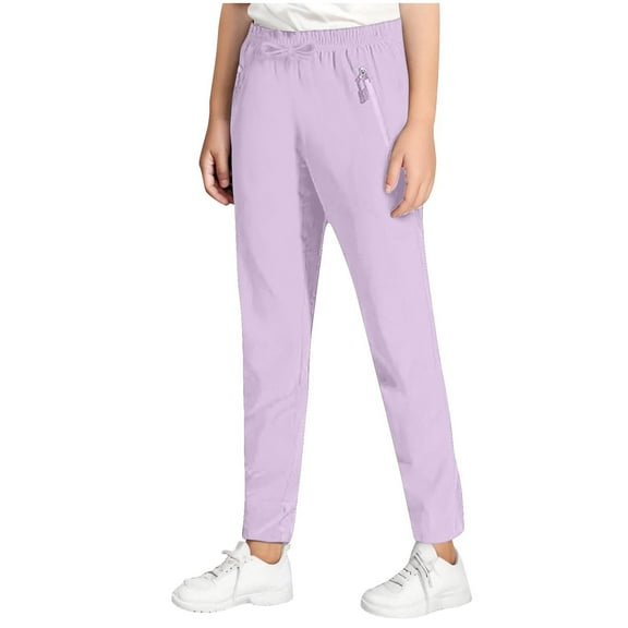 Jalioing Kids Athletic Joggers Lightweight Quick Dry Workout Pants with Zipper Pocket Drawstring Waist Running Pants