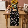 thumbnail image 2 of Pink Spring Floral Table Runner - 108 Inch Long Flowers Botanical Elegant Pastoral Black Cotton and Linen Blended Dress Scarves Farmhouse Table Runner for Kitchen Dining, Coffee Table, 13" x 108", 2 of 8