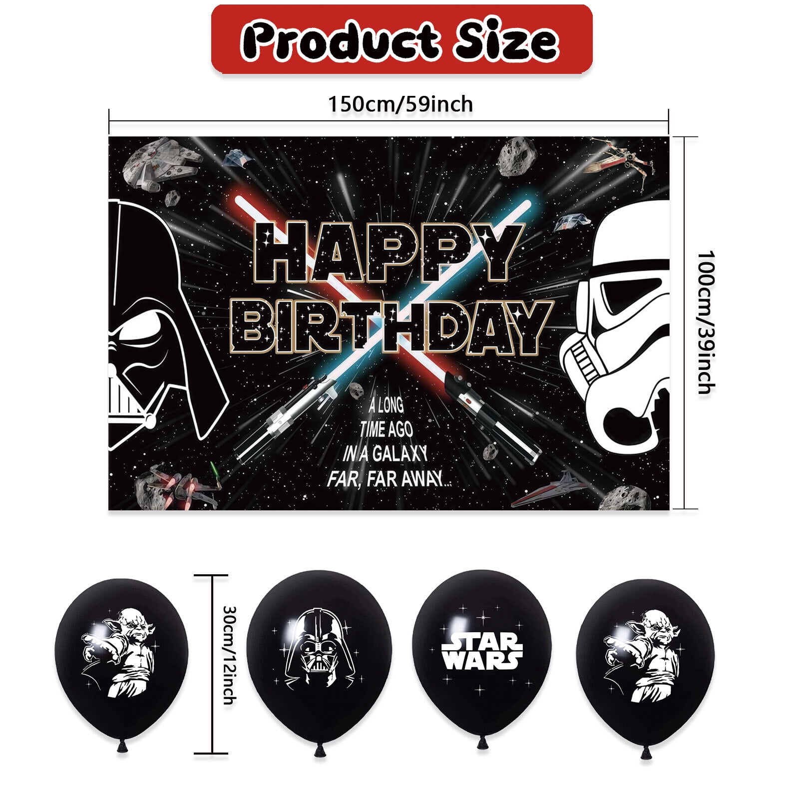 34 PCS For Star Theme For Wars Birthday Party Decorations,With 1 Cake Topper,12 Cupcake Toppers,18 Balloons,2 Foil Balloons,1 Backdrop Decorations For Party Decorations Supplies