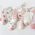 thumbnail image 2 of Bibifish Womens Ankle Sock Sets 5 Pairs Cute Strawberry Pattern Cartoon Socks Breathable Lightweight Trendy Summer Daily Sock Sets, 2 of 3
