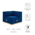 thumbnail image 6 of Modular Sofa Corner Chair, Blue Navy Gold, Velvet, French Living Lounge Cafe Lobby Hospitality Restaurant, Modern Contemporary Boutique HB33785, 6 of 6