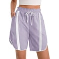 thumbnail image 4 of Summer Elastic Waist Women Drawstring Color Block Straight Cargo Shorts, 4 of 5