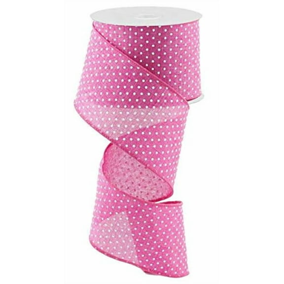 Fuchsia Pink White Raised Swiss Polka Dots Wired Ribbon (2.5 Inches x 10 Yards)