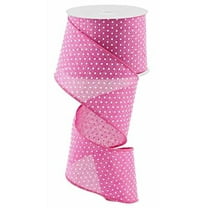 Fuchsia Pink White Raised Swiss Polka Dots Wired Ribbon (2.5 Inches x 10 Yards)