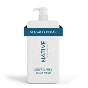 Native Body Wash Pump, Sea Salt & Cedar, Sulfate Free, Paraben Free, for Men and Women, 36 oz