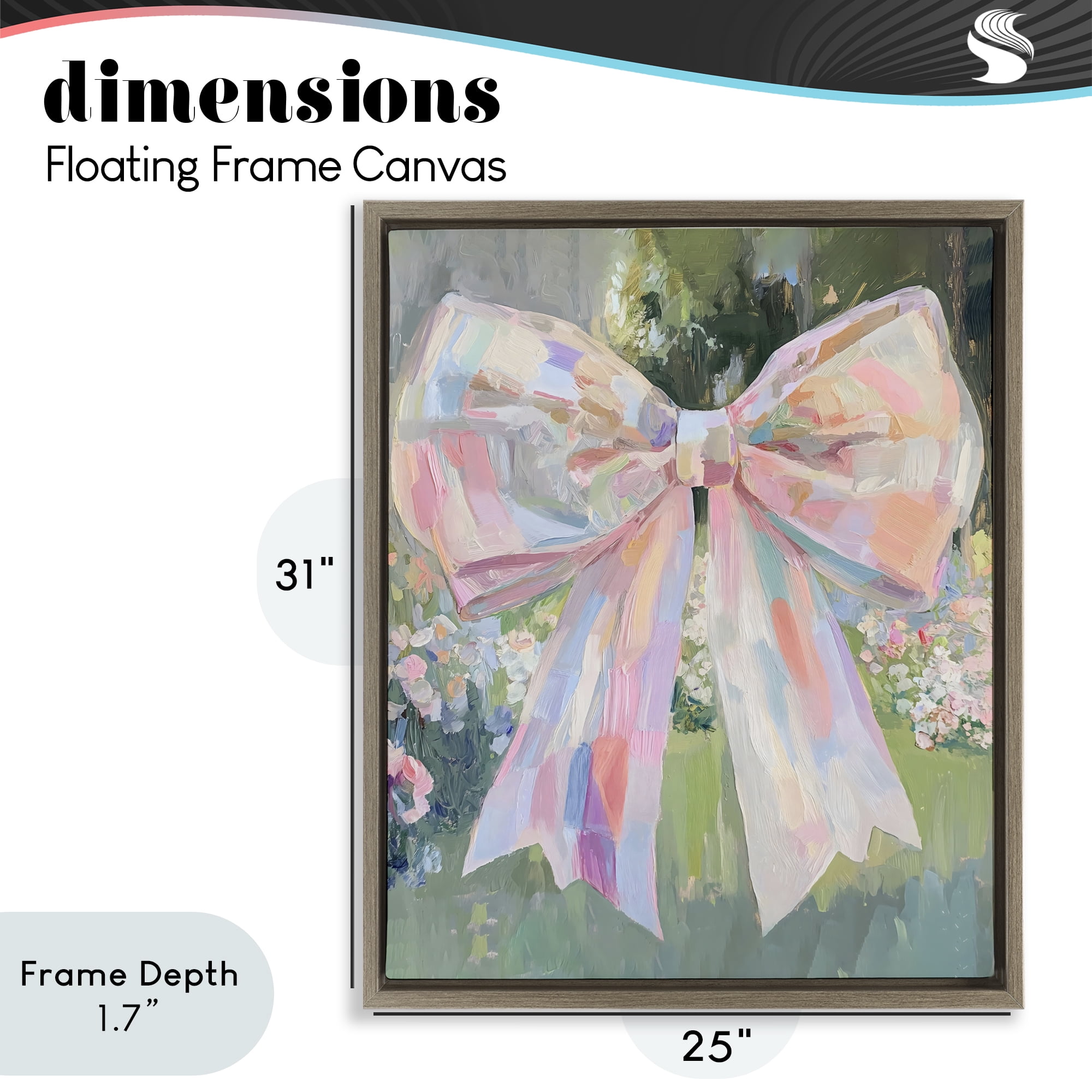 Stupell Industries Iridescent Pink Bow in Garden Brown Framed Floater Canvas Wall Art, design by The Prints Vibe