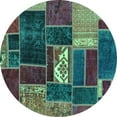 thumbnail image 1 of Ahgly Company Indoor Round Patchwork Turquoise Blue Transitional Area Rugs, 7' Round, 1 of 4