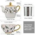 thumbnail image 3 of Taimei Teatime Tea Set for Adults, 15oz Teapot with Infuser and Cup Set, Ceramic Tea for One Set with Handpainted Bee and Floral Pattern, Loose Leaf Tea Maker Set, 3 of 7