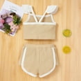 thumbnail image 3 of Fesfesfes Newborn Infant Baby Girls Summer Solid Ribbed Strap Tops+ Shorts Outfits Set, 3 of 9