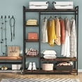 thumbnail image 2 of 47 inches free-standing clothing closet organzier clothes garment rack with storage shelf capacity 450 lb, 2 of 7