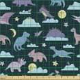 thumbnail image 2 of Cartoon Fabric by the Yard, Dino Tyrannosaurus Dragons at Night Sky Moon Shooting Stars Repetition, Decorative Upholstery Fabric for Chairs & Home Accents, Multicolor by Ambesonne, 2 of 5