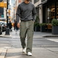 thumbnail image 5 of UDAUDU Men's Cargo Pants Streetwear Trendy Stretch Drawstring Trousers Outdoor Hiking Relaxed Fit Sweatpants with Pockets Blue 4XL, 5 of 8