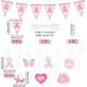 thumbnail image 2 of Decoraciones para concientizar sobre el cáncer de mama, banderines de cinta rosa, colgantes de pared, mariposas, pájaros y remolinos., 2 of 6