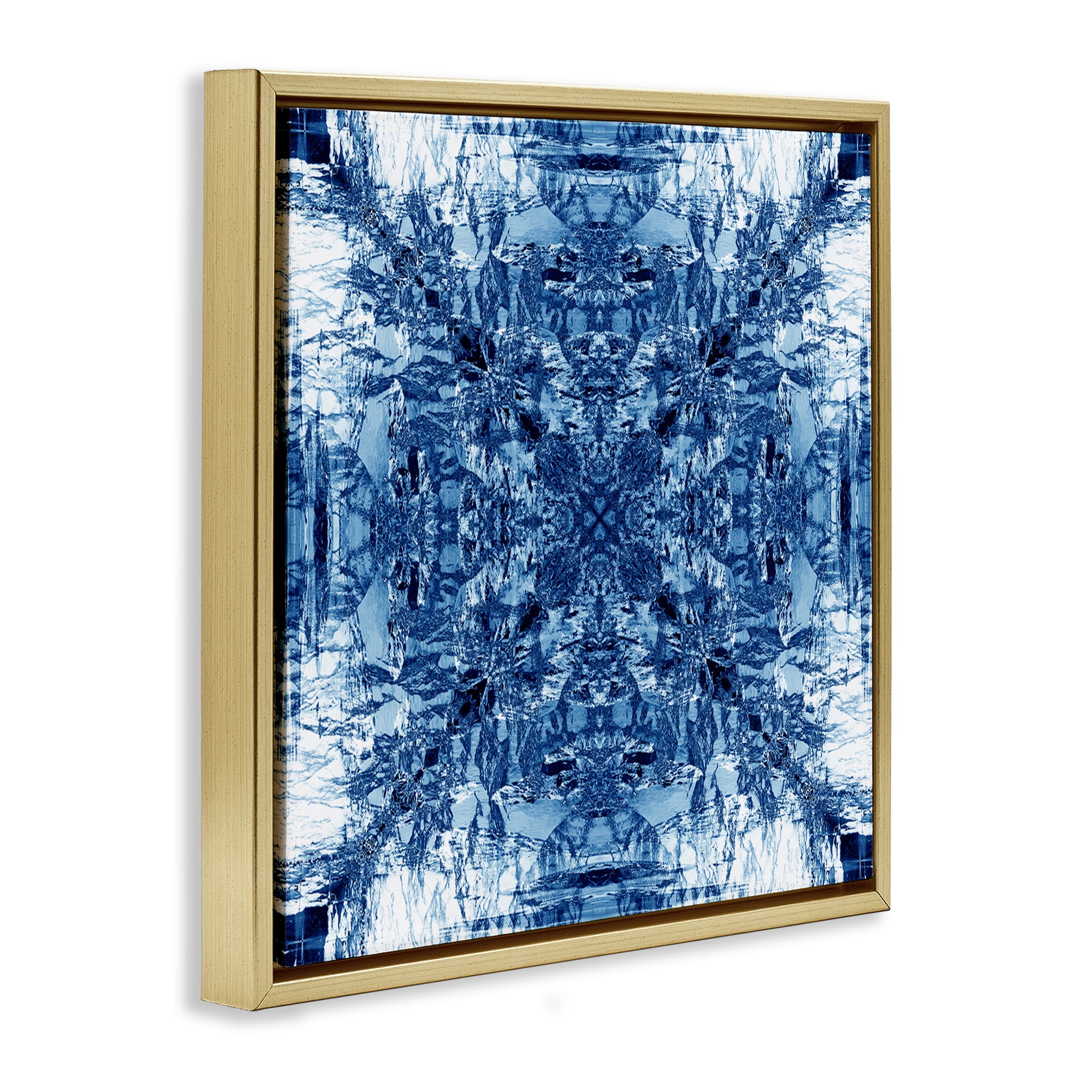 Stupell Industries Mosaic Pattern on White Abstract Painting Gold Floater Framed Canvas Art Print Wall Art, 25 x 25