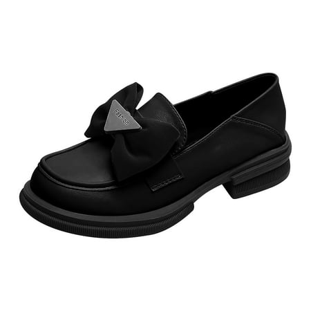 

Platform Sandals Women Fashion Four Seasons Bottom Round Head Moccasins Shallow Mouth Slippers Solid Color Shoes Black 37