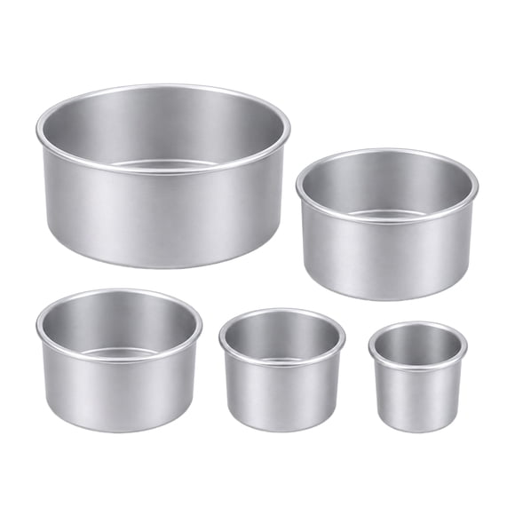 Anodized Aluminum Round Cake Pan Set of 5 - 4 Inch Deep for Baking Tiered and Wedding Cakes