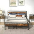 thumbnail image 3 of Costway Cadre de Lit Plateforme Industriel en Métal Format Grand Tête de Lit Rustique Base de Matelas, 3 of 10