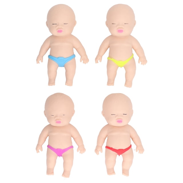 4 Uds. Muñeca de bebé TPR suave y bonita, juguete para apretar, espacio de oficina, arena, estiramiento, ansiedad, alivio del estrés, juguete sensorial