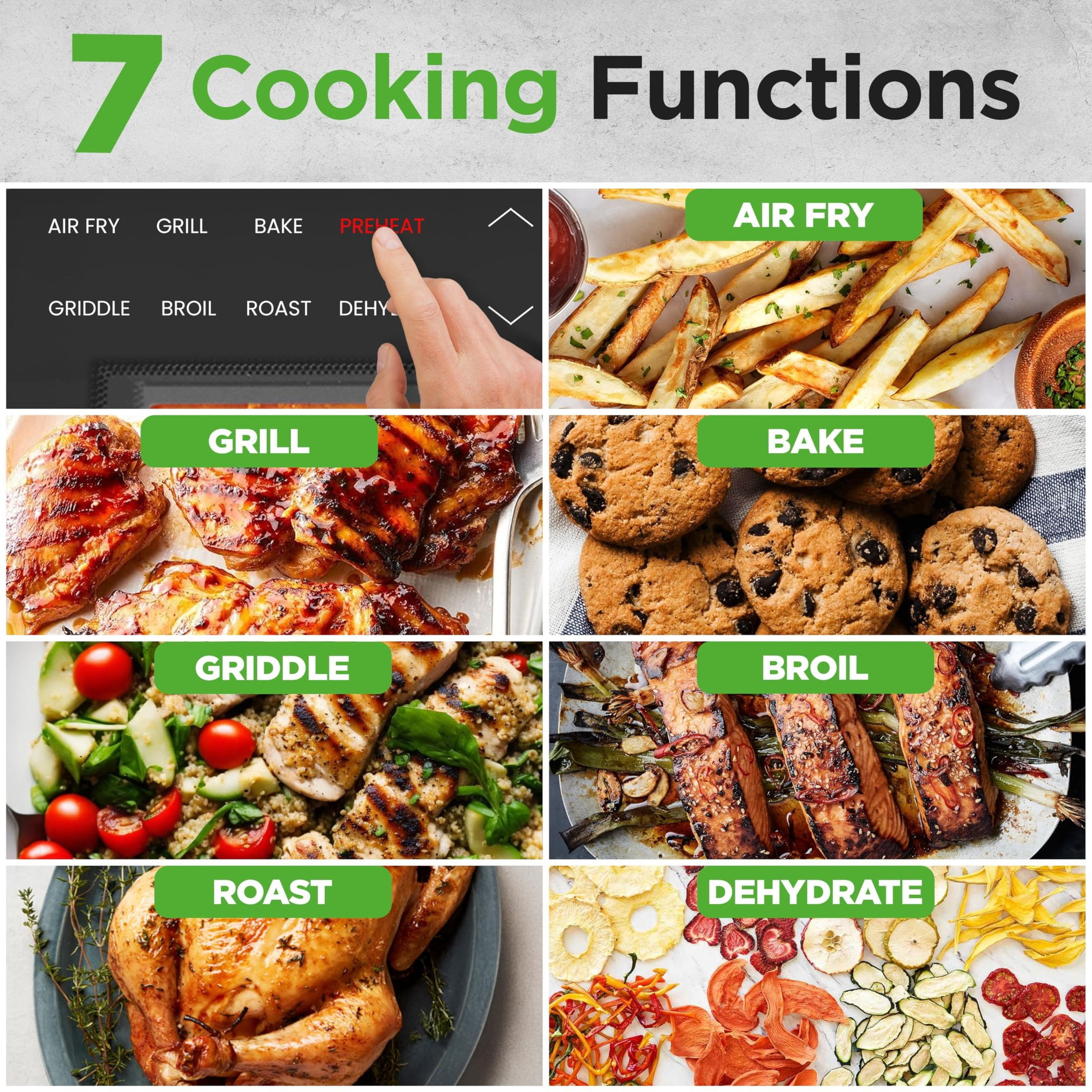 NutriChef Indoor Smokeless Grill Smart Grill & Air Fryer with 7 Cooking Functions 6L Capacity Includes Smart Thermometer Precise Temperature Control Non-Stick Removable Grill Plates