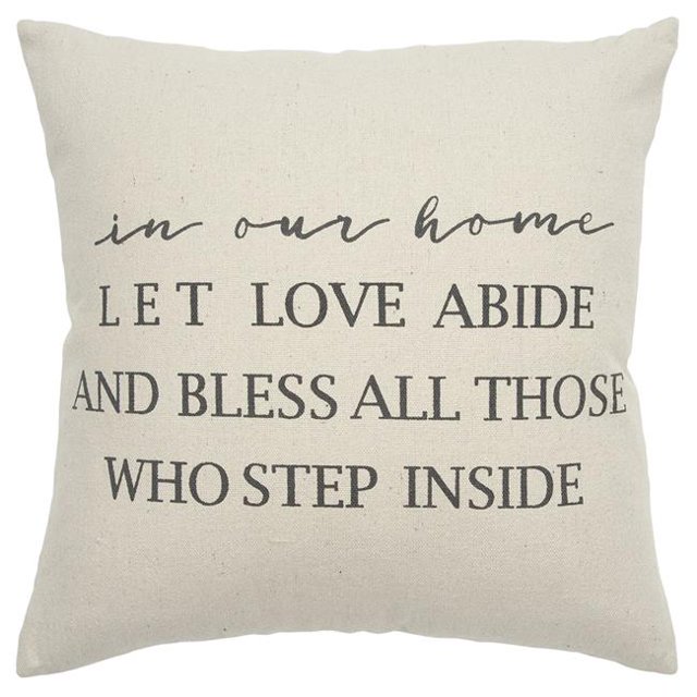 HomeRoots 403305 Gray & Taupe Canvas Let Love Abide Throw Pillow, Natural