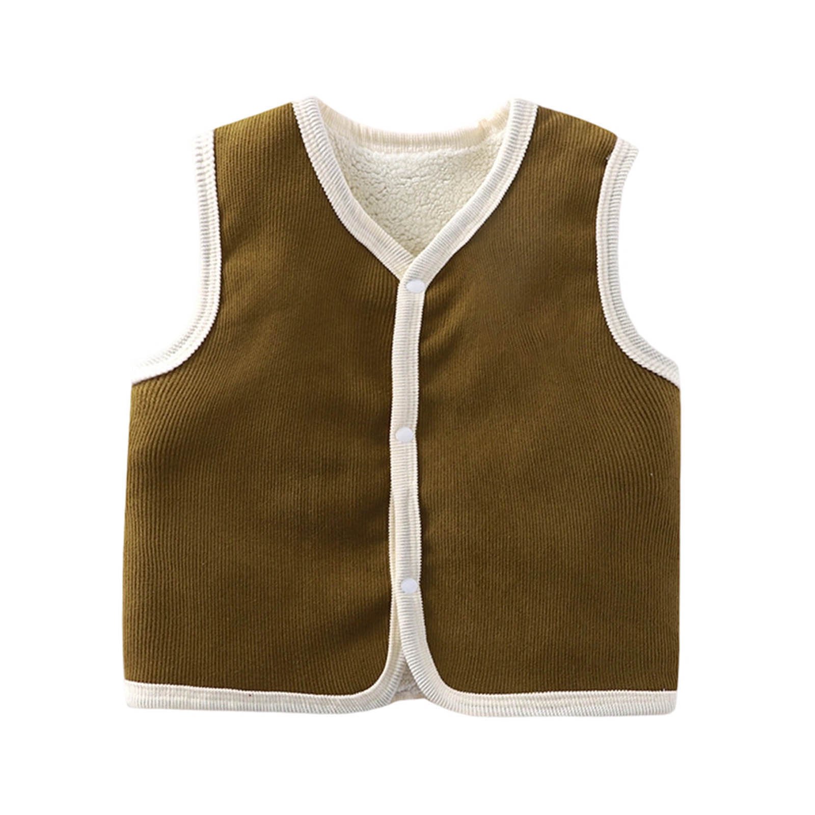 Gtoiithly Toddler Baby Boy Girl Vest Little Kids Sleeveless Button Down Cardigan Jacket Outerwear Infant Casual Loose Waistcoat for Kids Brown 3-6 Months