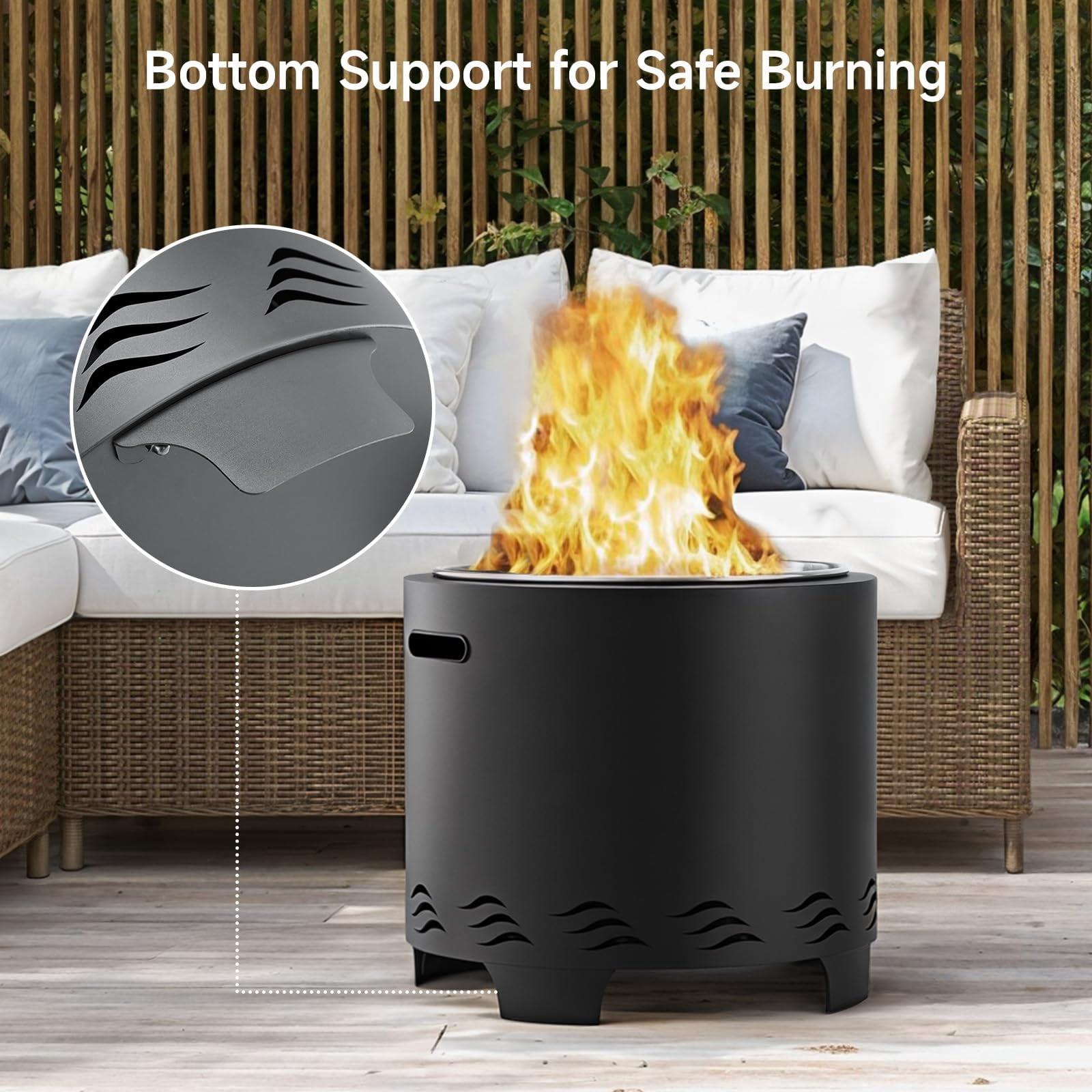 Naipo Smokeless Fire Pit, 20" Portable Stainless Steel Outdoor Fire Pit for Patio Camping, Portable Fire Pit Burning Wood, Particles, Lightweight Fireplace Burning Firepit Ideal for 2-4 People 20lbs