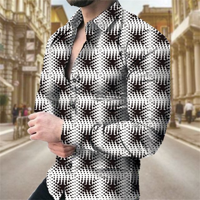 Camisas florales de moda de verano para hombres, camisas de manga larga con solapa con estampado 3D, ropa informal vintage de calle fresca y ajustada para hombres