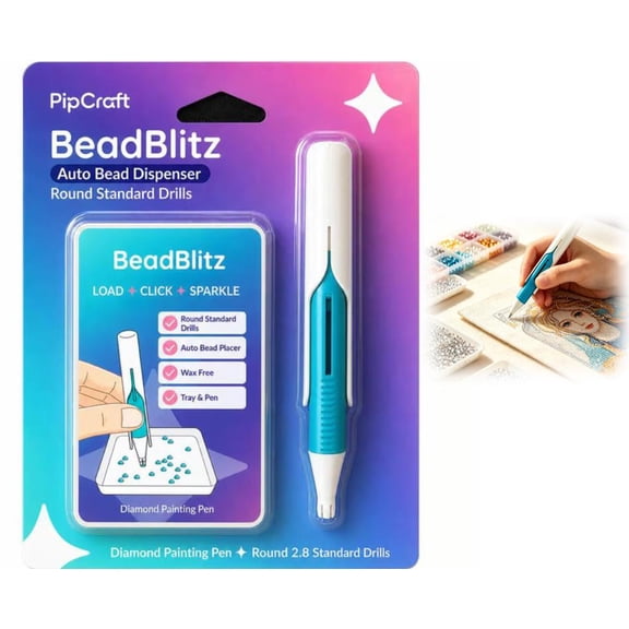 Upgraded BeadBlitz Automatic Diamond Painting Bead Dispenser, Professional Grade Pen for Round Drills, No-Mess Alternative to Wax for Serious Artists & Casual Hobbyists Alike