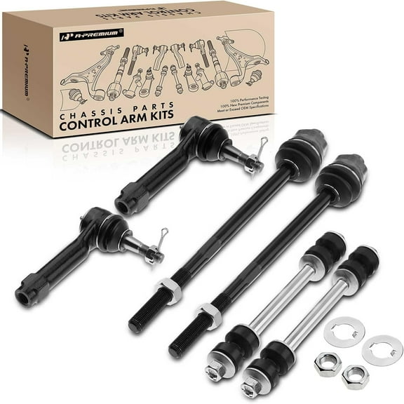 A-Premium 6Pcs Front Suspension Kit Inner Outer Tie Rod End Sway Bar Link Compatible with Chevrolet Silverado 1500 2500 Tahoe Suburban Avalanche GMC Sierra 1500 Classic Yukon Cadillac Escalade