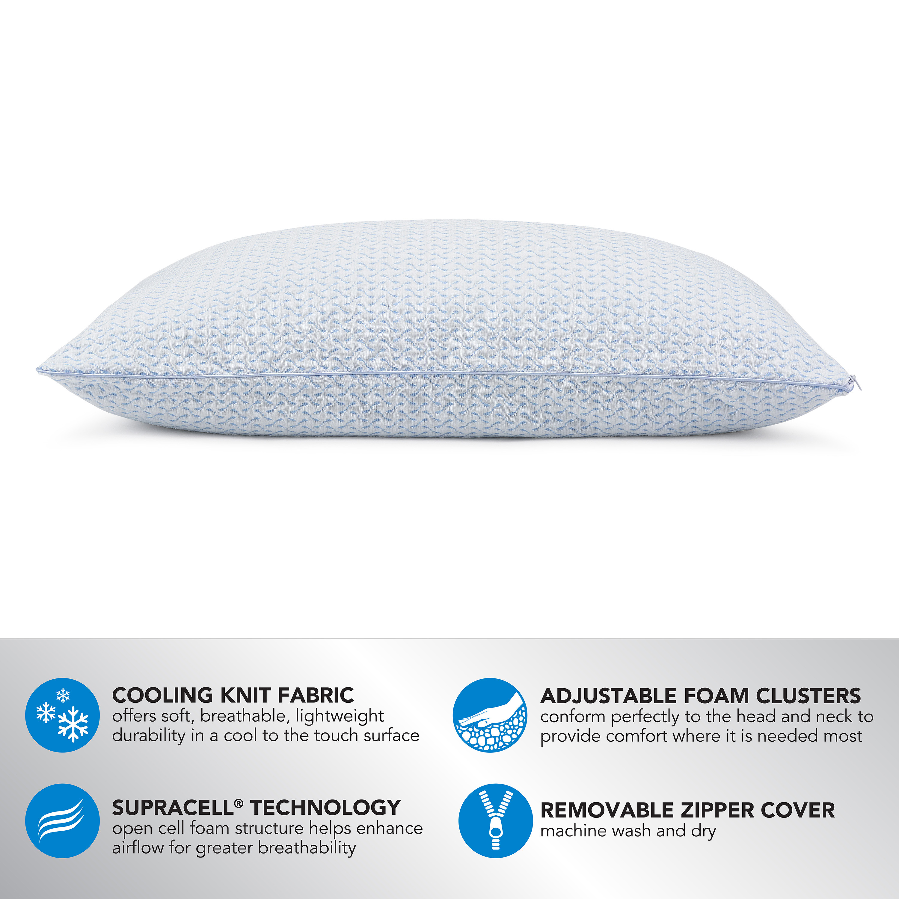 Beautyrest Silver SENSACOOL Shapeable Memory Foam Cluster Pillow ...