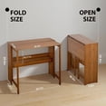 thumbnail image 2 of 41'' Bamboo Folding Desk with Bookshelf, Space-Saving Computer Desk, Mid Century Modern Foldable Study Table for Home Office, Bedroom, Small Spaces - Brown, 2 of 9