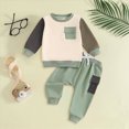 thumbnail image 2 of TOWED22 Toddler Baby Boy Fall Winter Outfit Kids Cotton Printed Clothes Casual Long Sleeve Sweatshirt Tops Pants Set 2pcs Outfits Clothing(Green,18-24 M), 2 of 6