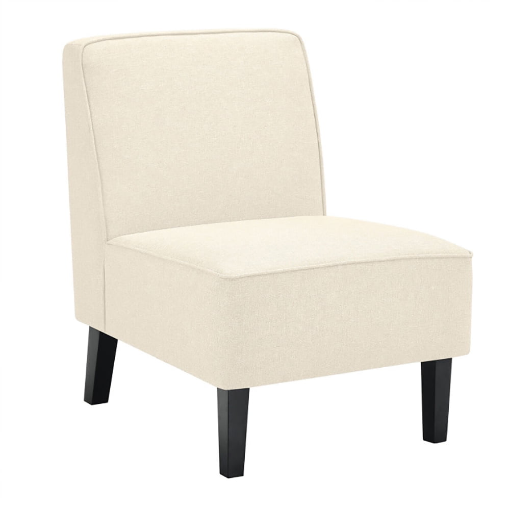 Finihen Upholstered Armless Chair, Modern Armless Accent Chair with Rubber Wood Legs, for Living Room, Bedroom, Beige