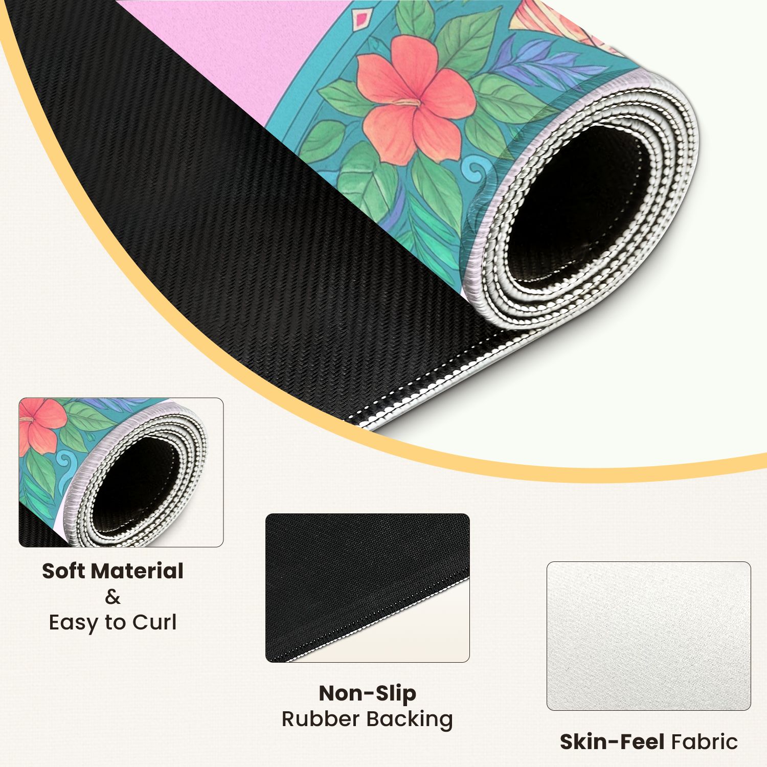 Mahjong Mat 31.5" x 31.5" Floral Tropical Seashell Anti-Slip and Noise Reduction Symmetry Design Mahjong Tiles Table Cover for Dominoes Poker Card Board and Tile Games