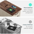 thumbnail image 5 of Farmhouse End Table with Charging Station, Narrow Side Table for Living Room, Sofa Side Table with Drawer and Storage Cabinet, Small Nightstand for Bedroom Washed Grey and Brown, 5 of 17