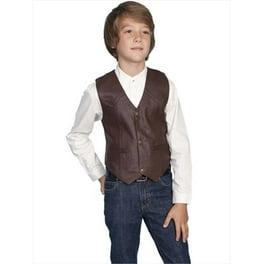 Boys black top leather vest