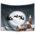thumbnail image 1 of Trineo volador de Navidad Estrellas coloridas Tela de poliéster cubierto de nieve Tapiz de pared para dormitorio Sala de estar 153 x 130 cm JAMW Sencillez, 1 of 5