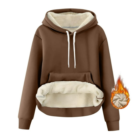 FAIWAD Womens Fleece Lined Sweatshirts Casual Long Sleeve Warm Thick Hoodies Winter Thermal Hooded Tops with Pocket