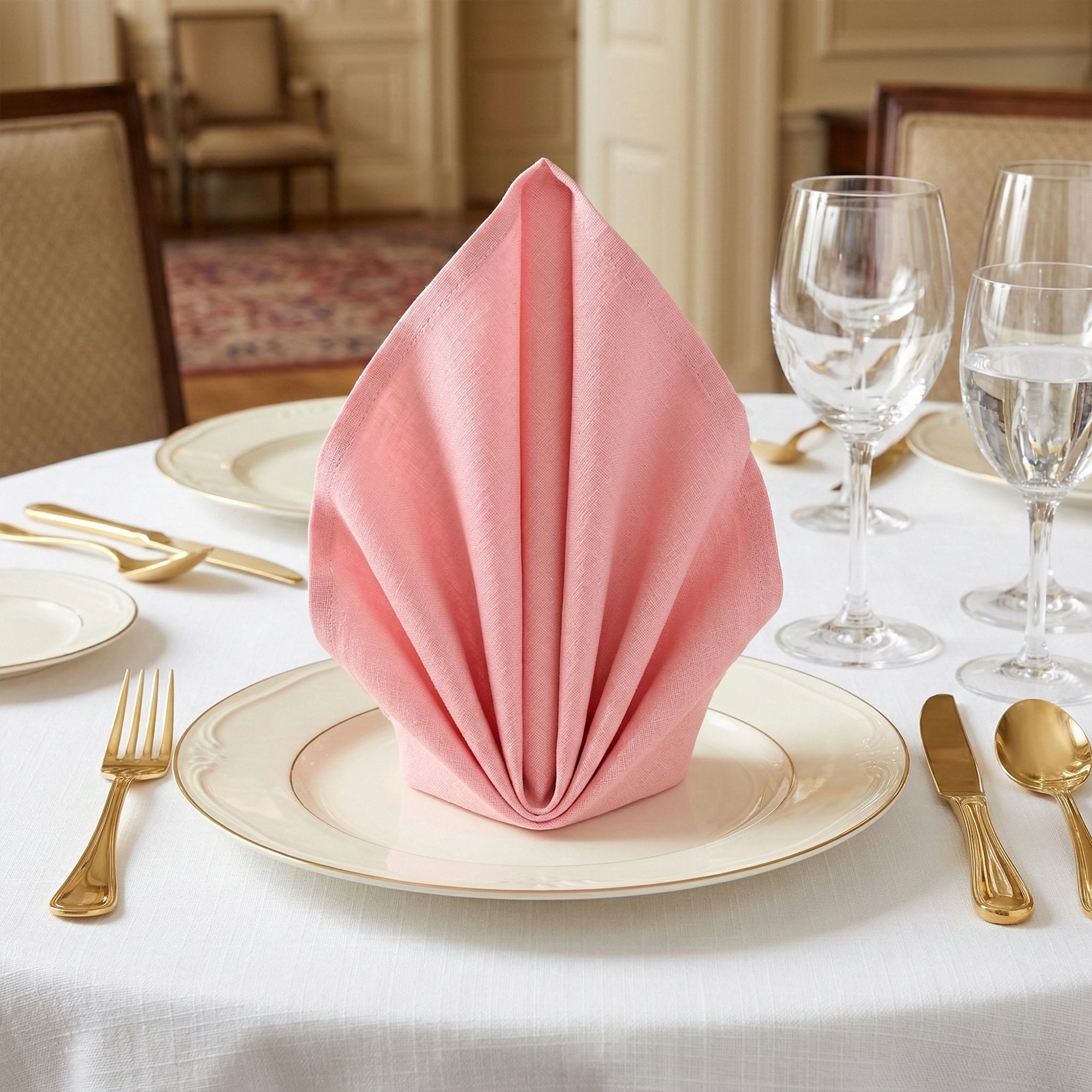 Unique Bargains 6Pcs Cotton Washable Cloth Napkins Pink 16x16inch