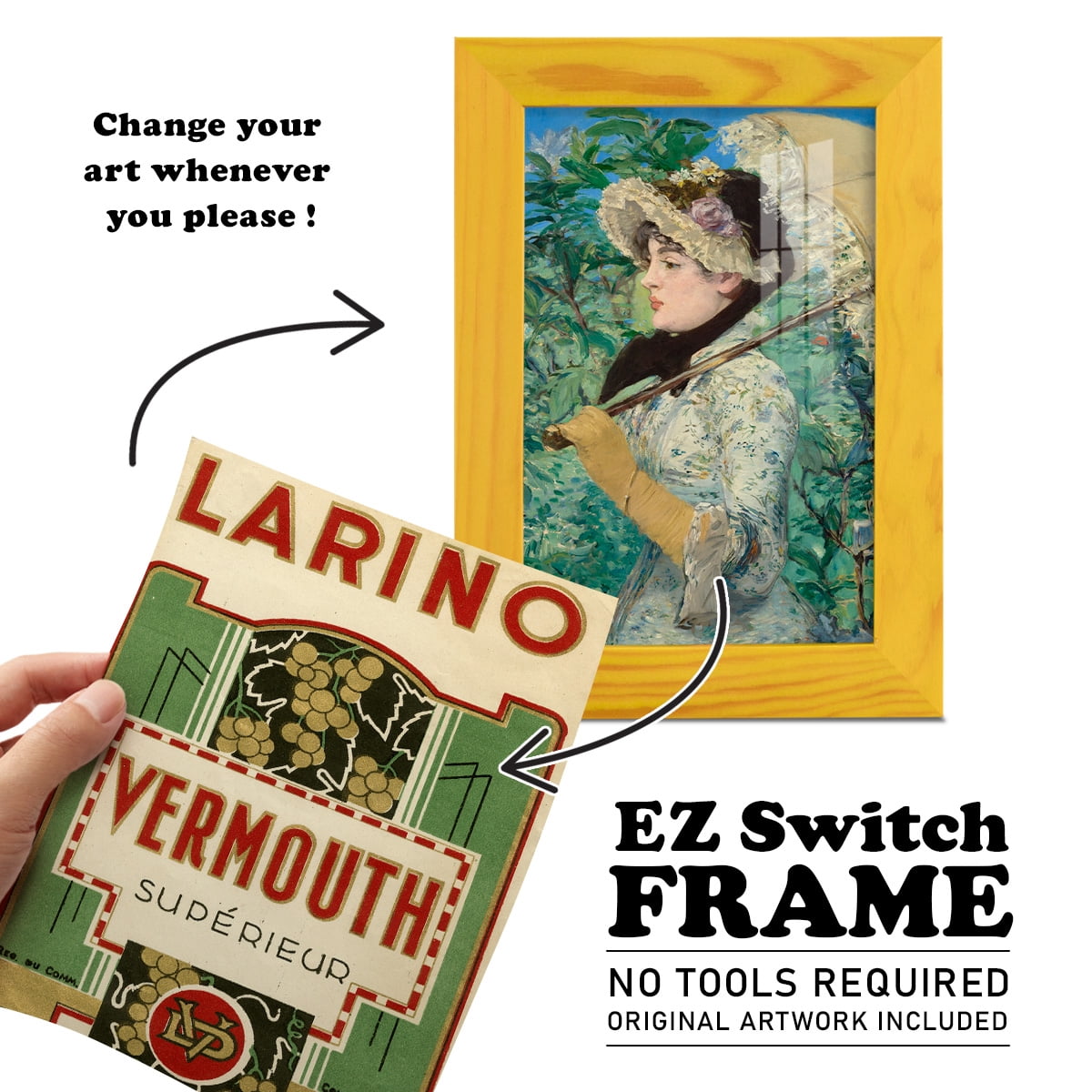 Larino Vermouth -Framed Print w/glass-Sunflower Yellow