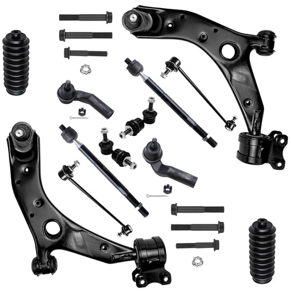 Detroit Axle - Front End 12pc Suspension Kit for 2004-2009 Mazda 3, 2006-2017 Mazda 5, 2 Lower Control Arms w/Ball Joints Inner & Outer 4 Tie Rods 2 Boots Front & Rear 4 Sway Bars