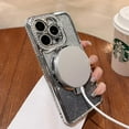 thumbnail image 6 of Case for iPhone 13 Pro with Holder Stand,Rhinestone Glitter Plated Bling Luxury Phone Case（Compatible with MagSafe） Shockproof Kickstand Design for iPhone 13 Pro-Silver, 6 of 14