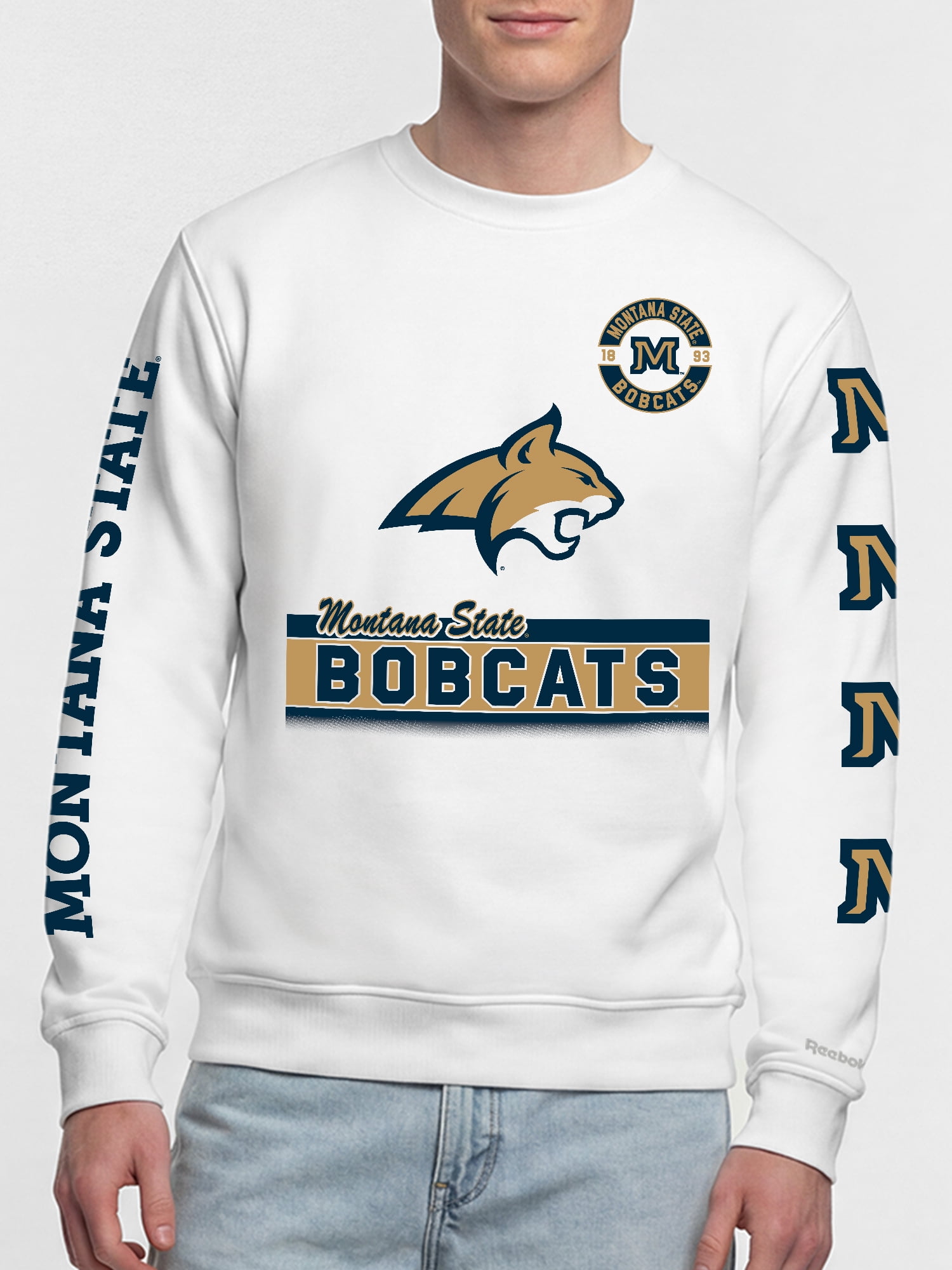 Montana State Bobcats Reebok Mens White Crew Sweatshirt